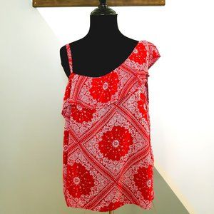 Crave Fame One Shoulder in Red Paisley